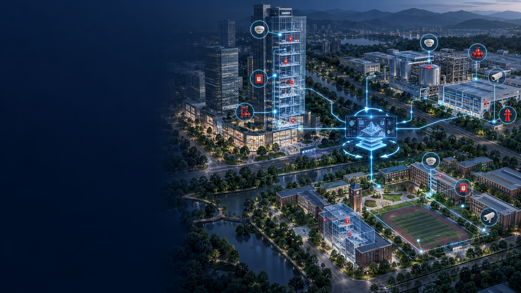 场景化建筑群智慧消防运行示意